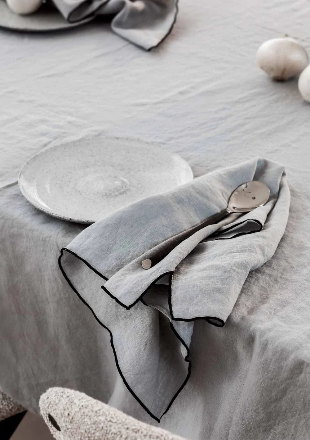 Flou. Design 100% Linen Table Napkins - Cool Grey (Set of four) (7683057811705)