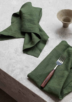 Flou. Design 100% Linen Napkins - Forest Green (Set of four) (7683074523385)