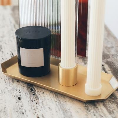 Black Blaze - Hexa Brass Candle Tray - Norsu Interiors (4697389629524)