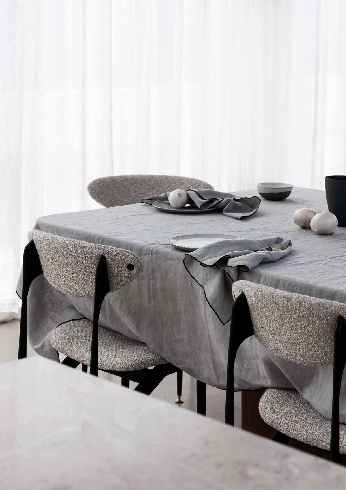 Flou. Design Amara Stitch 100% Linen Table Cloth - Cool Grey (7683122200825)