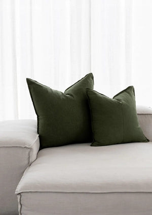 Flou. Design 100% Linen Throw Cushion - Forest Green (7739149123833)