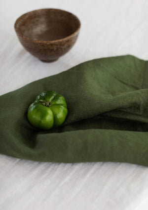 Flou. Design 100% Linen Napkins - Forest Green (Set of four) (7683074523385)