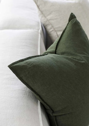 Flou. Design 100% Linen Throw Cushion - Forest Green (7739149123833)