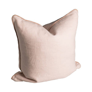 norsu Cushion, Haven Shell with Blush Leather Piping - Norsu Interiors (10469530243)