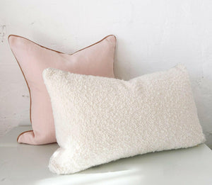 norsu Cushion, Haven Shell with Blush Leather Piping - Norsu Interiors (10469530243)