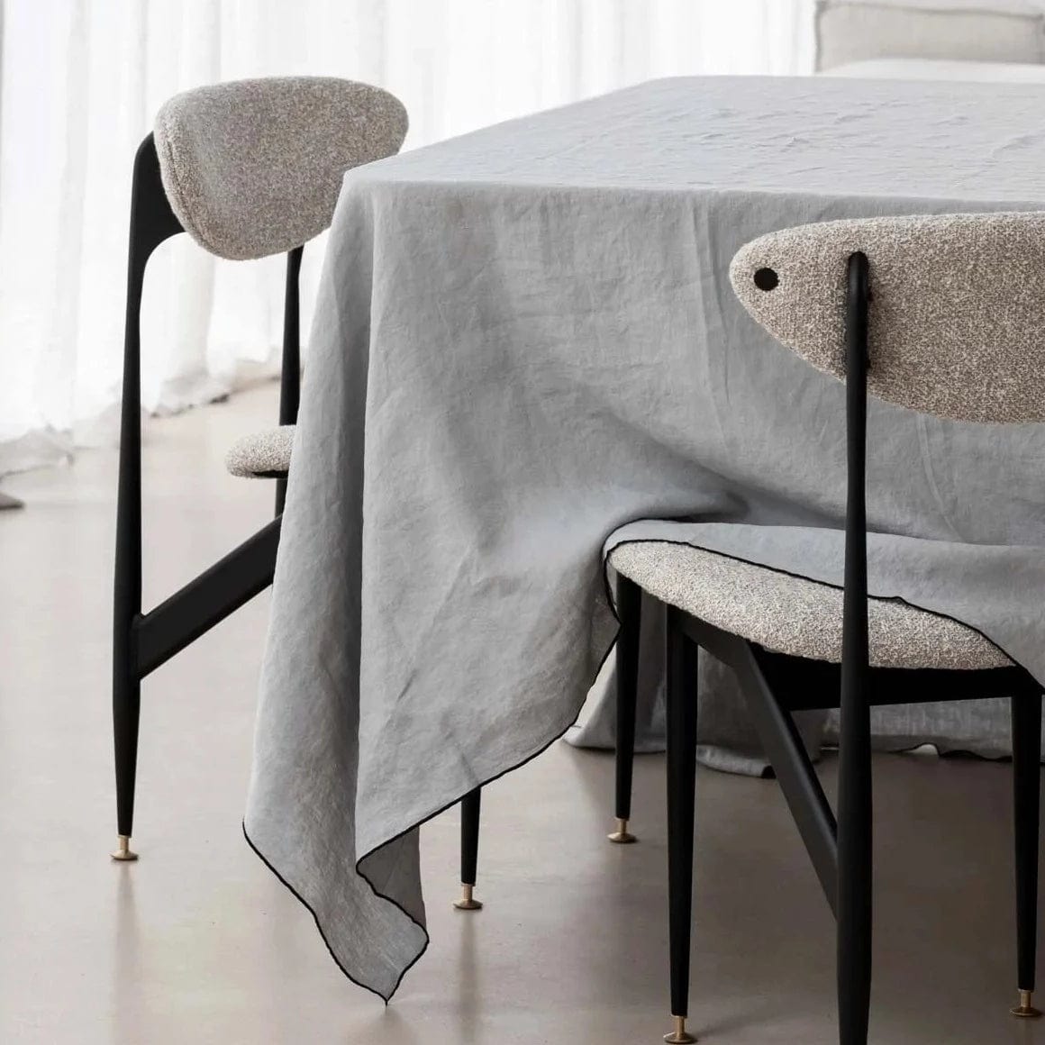 Flou. Design Amara Stitch 100% Linen Table Cloth - Cool Grey (7683122200825)