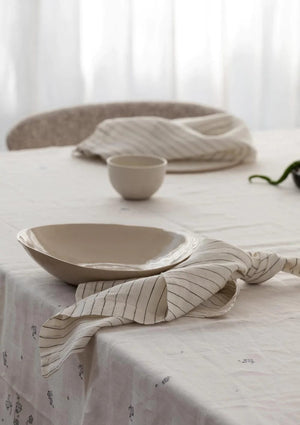 Flou. Design 100% Linen Napkins - Striped Olive (Set of four) (7683118301433)