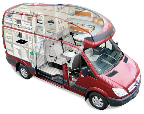 James Cook campervan cutaway drawing