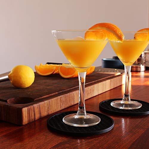 Stone Granite or Glass Tables Sandstone Wood Tabletop Protection for Any Table Type BARVIVO Coasters for Drinks Set of 8 Grey Modern Silicone Drink Coasters with Absorbent Removable Felt Pad 