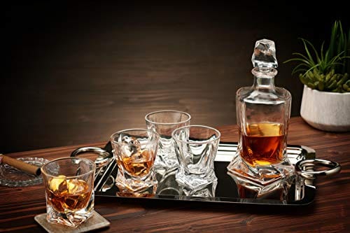 Exquisite Design Liquor Decanter & 4 Whiskey Glasses Perfect Whiskey Decanter Set for Scotch Alcohol Bourbon European Style Whiskey Decanter and Glass Set With Magnetic Gift Box Whiskey-1