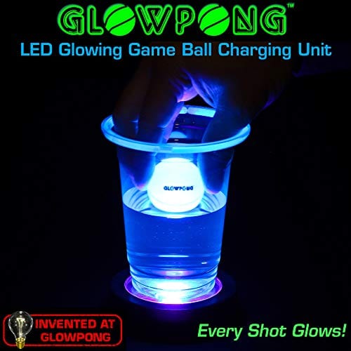 Glowstick Glow in Dark 24 Cups and 4 Balls and 2 Trays Drinking Fun Adult Game Novelty Light Up Beer Pong Set 