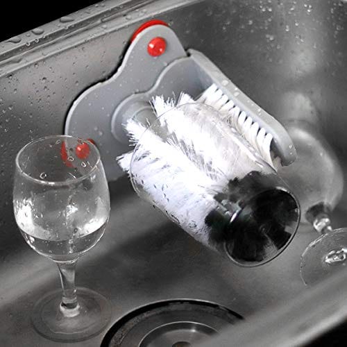 Glass Cup Washer With Double Bristle Brush for Bar Kitchen Sink Black&White NEW 
