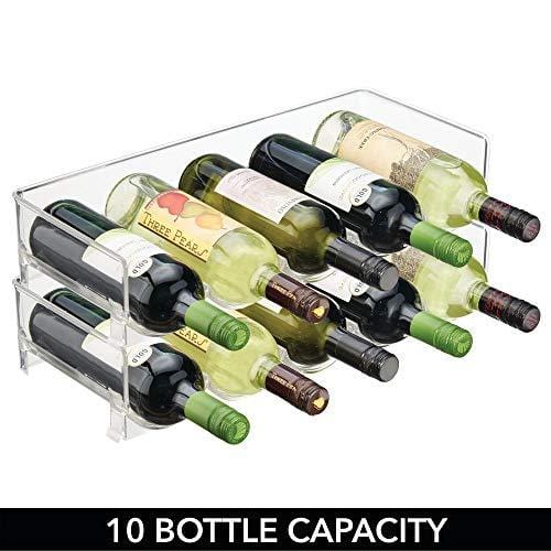 Clear Wine Bottle Organizers Stackable Plastic Wine Rack Holder for Kitchen 