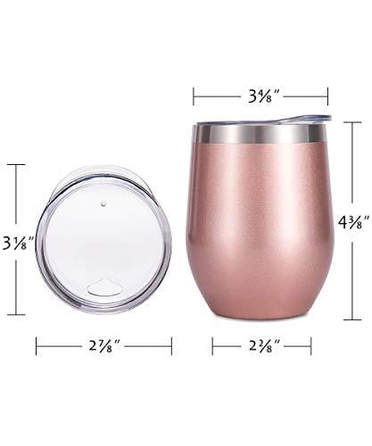 Double Wall Stainless Steel S SUNWILL Insulated Wine Tumbler with Lid Rose Gold 