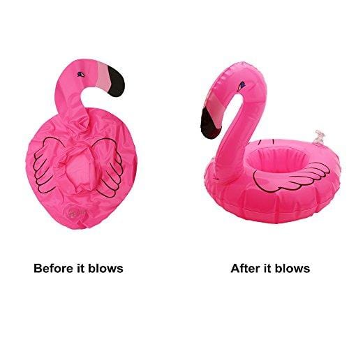 Toucan Football Duck Strawberry Palm trees Flamingos Swan Lemon PETUOL 12 Packs Drink Floats for Pool Party and Kids Bath Toys Inflatable Cup Coasters for Bachelorette Party Inflatable Drink Holders