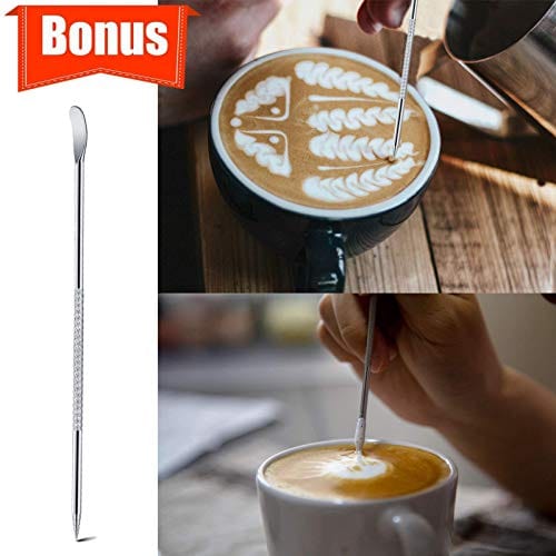 12oz Stainless Steel Coffe Steaming Pitcher,Espresso Pitcher with Latte Art Pen for Coffee Milk Cappuccino & Latte Milk Frothing Pitcher 