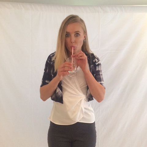 fashion model onset having a drink