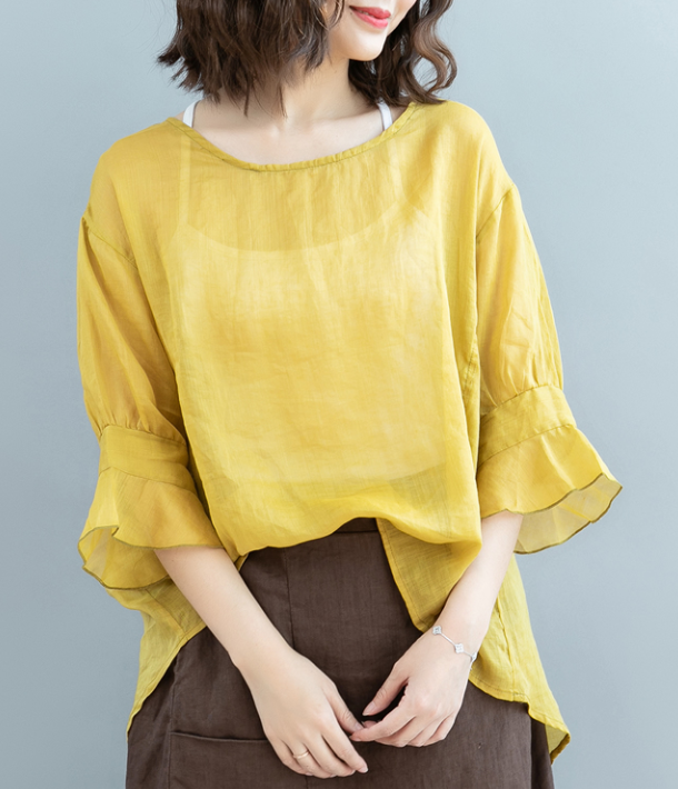 Eaktool Rambling Women Plus Size Cotton Linen Casual Loose Button-Down Shirt Solid Long Sleeve Basic Blouse Tops 