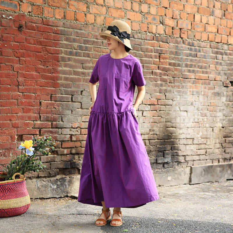 Purple Linen Dress Summer Maxi Women 