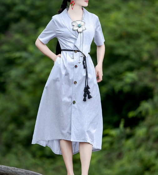maxi linen dress with sleeves
