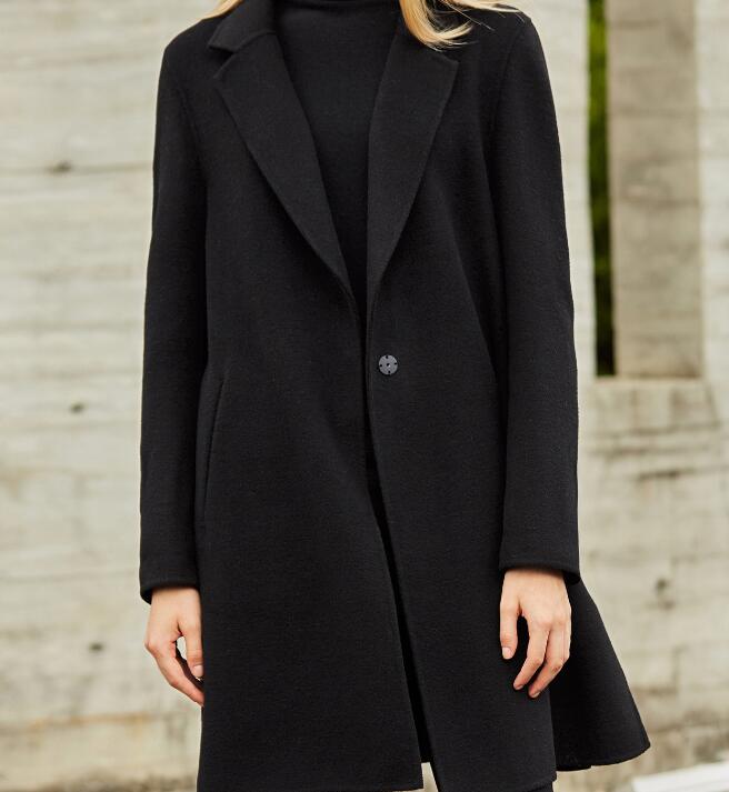 black wool coat with hood womens