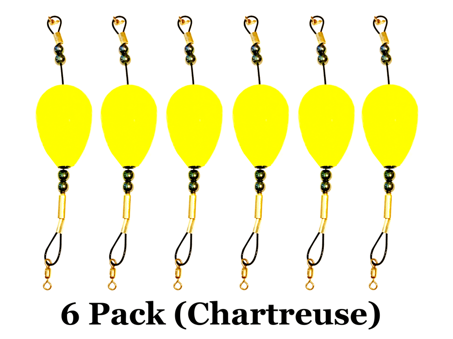 6 Pack 2.5" Chartreuse Mini Pear Bomb Floats