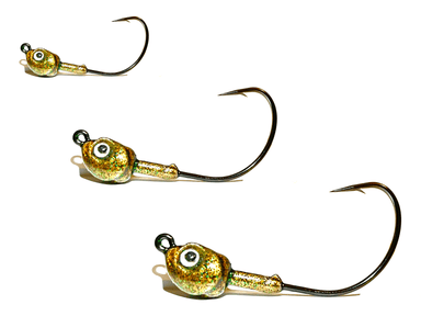 Copper Flakes Kahle Hook Live Bait Jig Heads 3pk