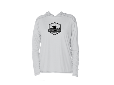 Grey Hooded Performance Fishing Shirt- HFD