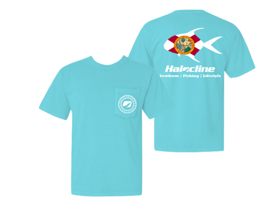 Florida Permit Fishing Pocket T-shirt from Halocline - elliottenvisions