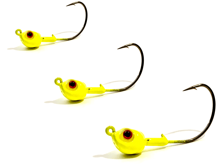 Yellow Chartreuse Kahle Hook Live Bait Jig Heads 3pk