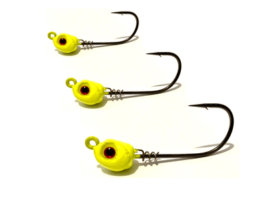 chartreuse saltwater jig heads j hook 3 pack