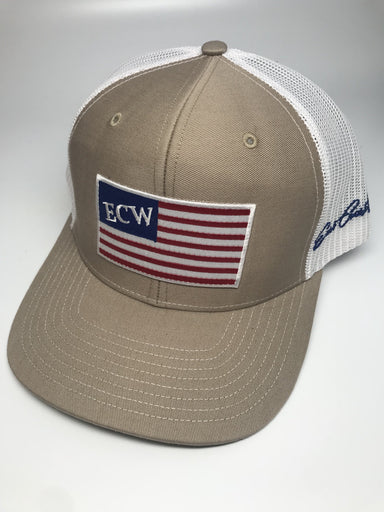 East Coast Waterfowl Black American Flag Patch Trucker Hat Snap Back - elliottenvisions