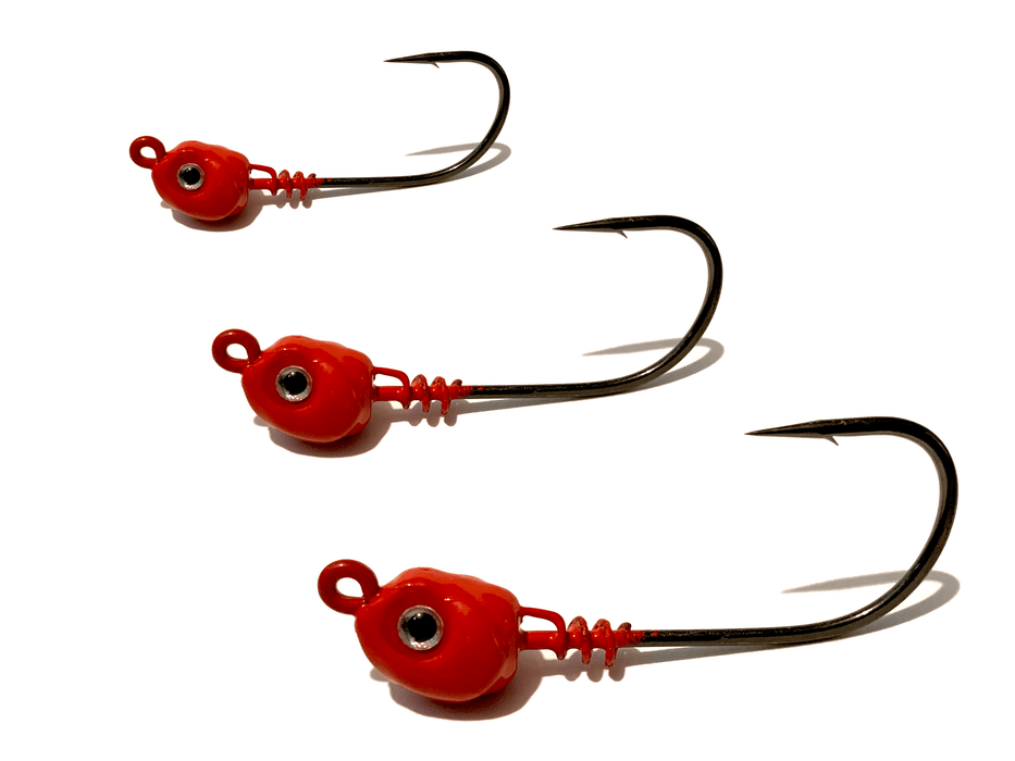 red saltwater jig heads j hook 3 pack