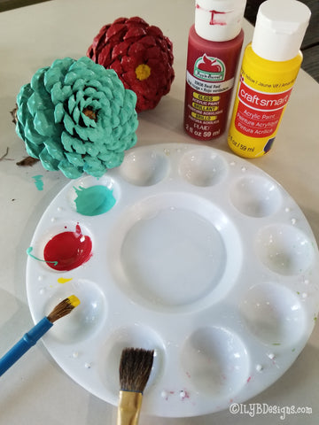 painting flower pinecones