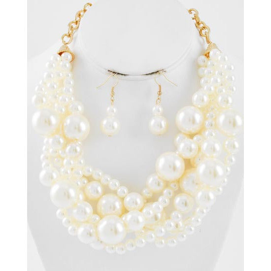 Clutch My Pearls Necklace and Earring Set - Dazzle Her Now