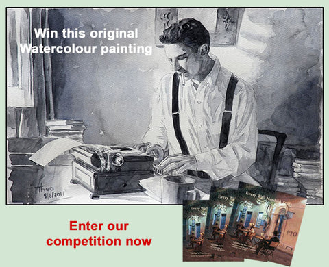 Win this watercolour painting by Theo Michael of The Writer