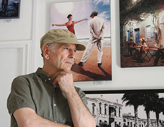 The oil painter Theo Michael, featured in the Cobalt Inflight Magazine in his studio