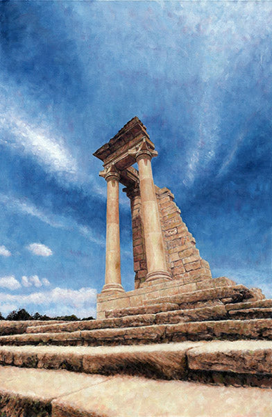 Mediterranean Cyprus landscape paintings by Theo Michael, Temple Of Apollo