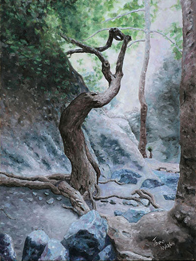 Mediterranean Cyprus landscape paintings by Theo Michael, Troodos Trail