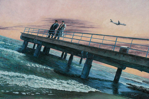 Time & Tide an oil painting by Theo Michael featuring the Larnaca pier