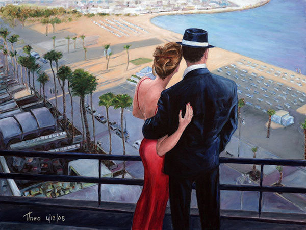 Balcony With A View a painting by Theo Michael featuring the Larnaca promenade