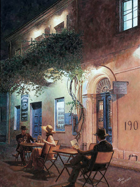 Cafe At Night, an oil painting by Theo Michael