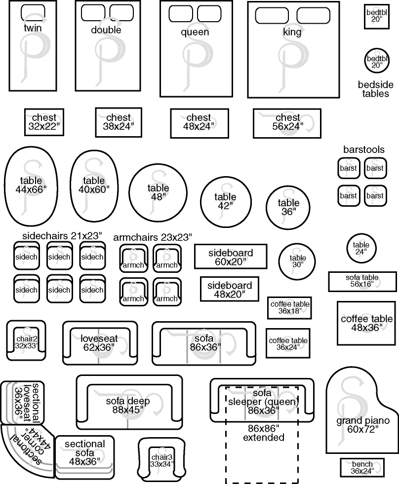 Furniture Templates 1 4 Scale