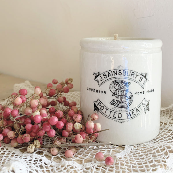 Large Vintage J Sainsburys Pot Candle in Wild Fig