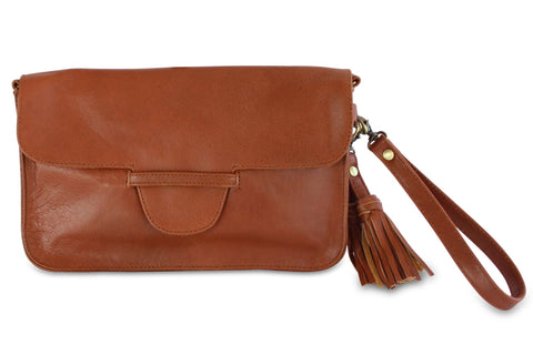 JANE LEATHER CLUTCH IN MOCCA - PURE Accessories