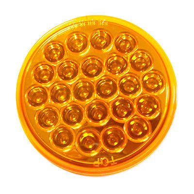 4" Inch Amber 24 LED Round Stop/Turn/Tail Truck Trailer Light & 3 Wire