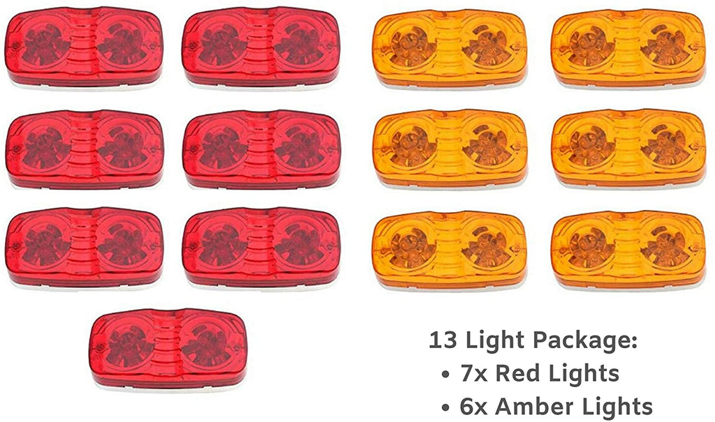 4x Amber Flowing 21-LED Side Marker Clearance Turn Light Rectangle Truck Trailer