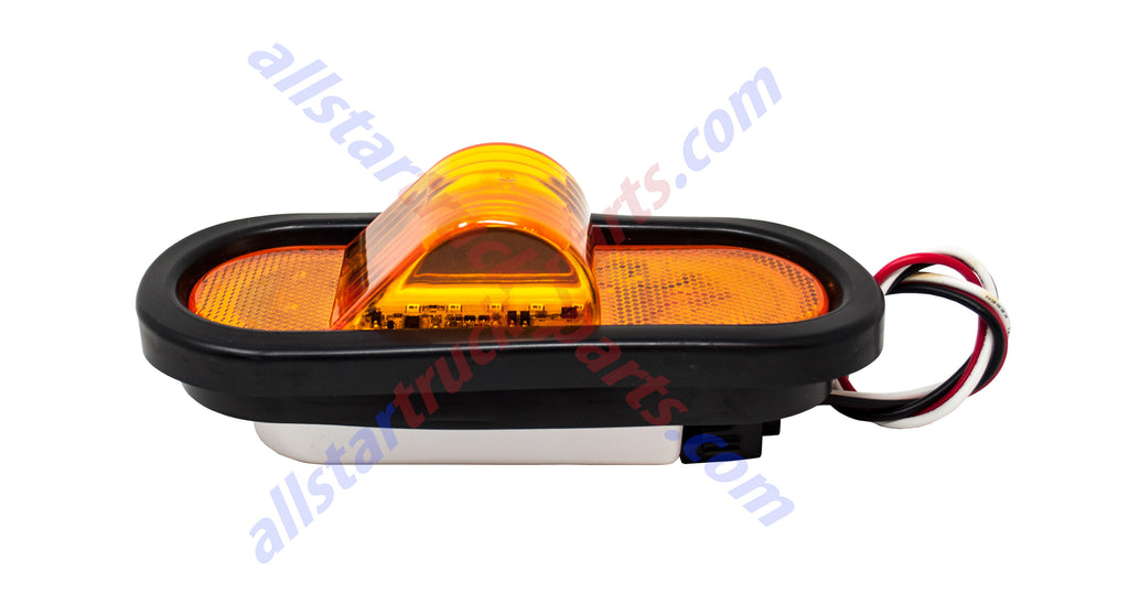 6" Inch Amber Oval 24 LED Turn Tail Signal Truck Light w Grommet+Pigtail-Qty 4