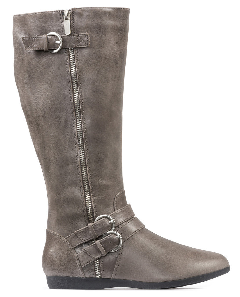 grey leather tall boots