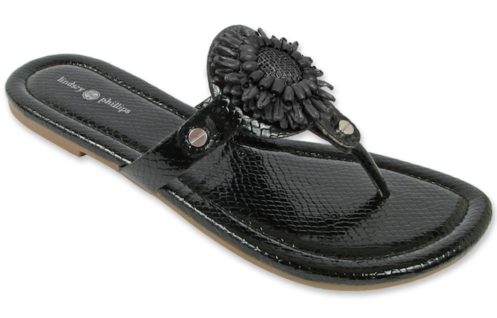 black dressy flip flops